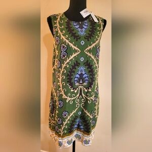 NWT Sanctuary Green and Blue Patterned‎ Mini Dress (Size Medium)